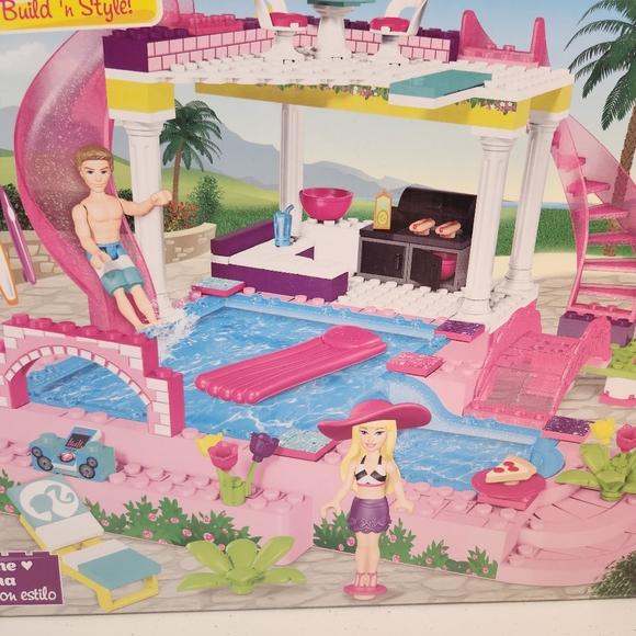 MEGA BLOKS Build N Style BARBIE POOL PARTY #80228 Multi-Level POOL & COMPLETE - Picture 6 of 11